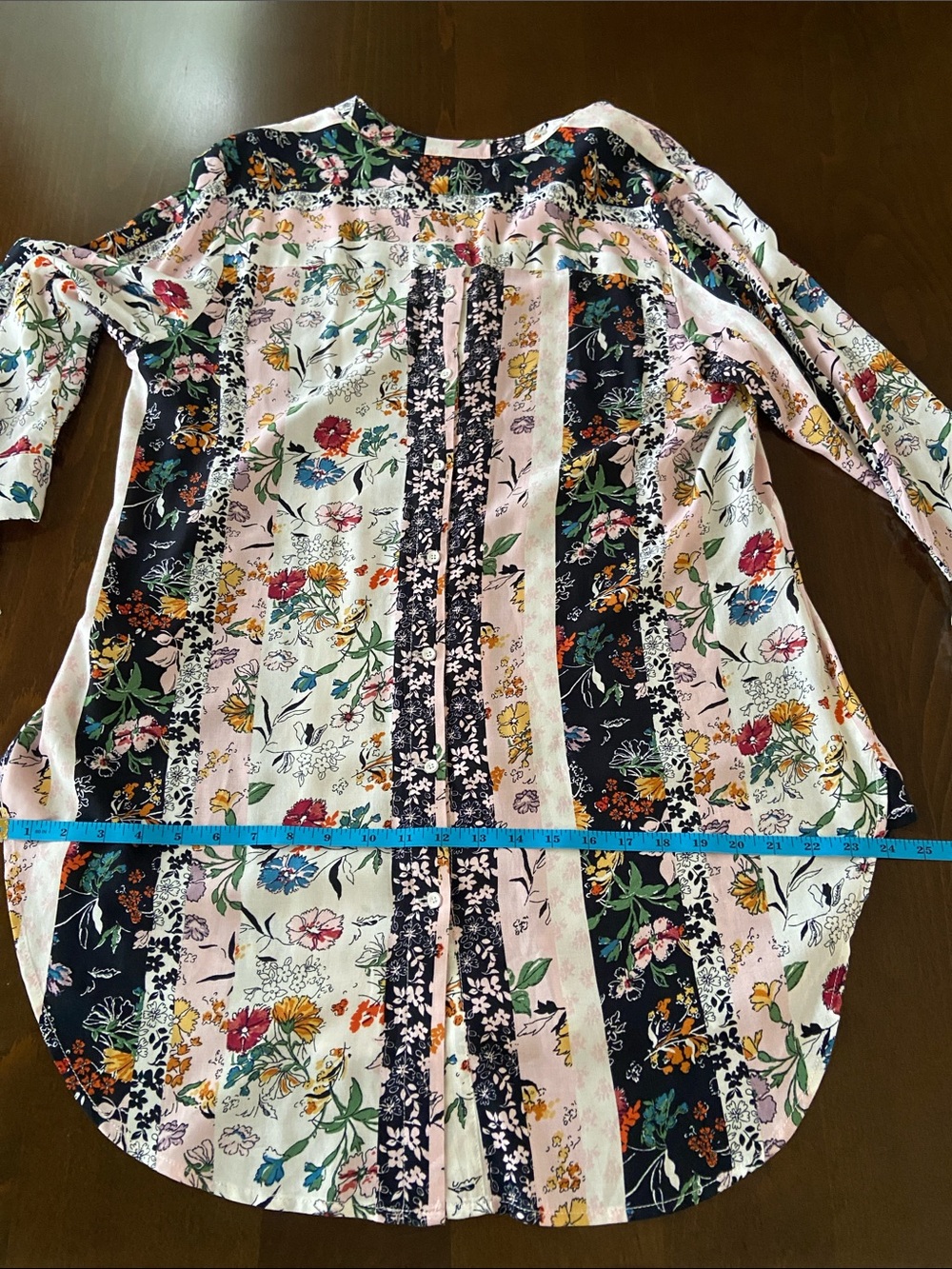 intro. Black Stripe w/ Floral Patchwork Button-down Shirt, size L. NWOT - Picture 14 of 16